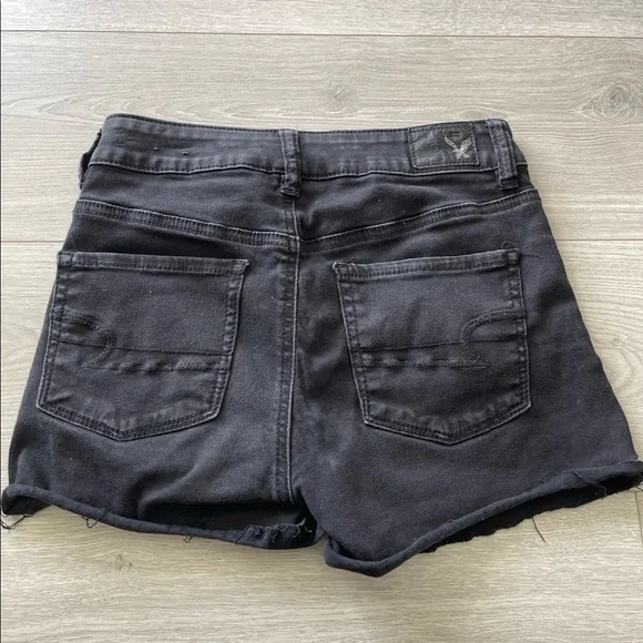 American Eagle Hi-Rise Shortie Black Jean Shorts 2 - Picture 2 of 4
